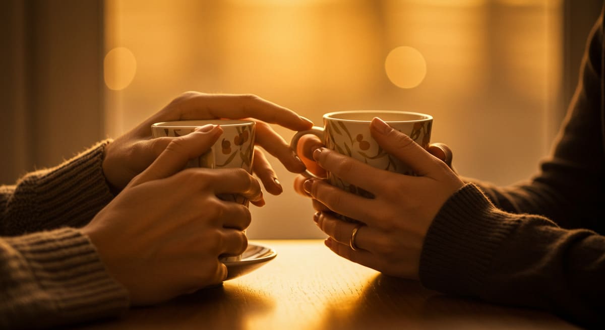 A Crise dos 7 Anos no Casamento: Guia Prático para Reacender a Paixão e o Compromisso 3 Foto de um casal reconectando-se através do toque gentil e carinhoso.